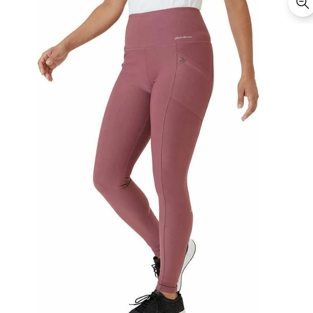 Eddie Bauer Rose Pink High Rise Trail Tight Leggings w/ Zipper Pockets Small